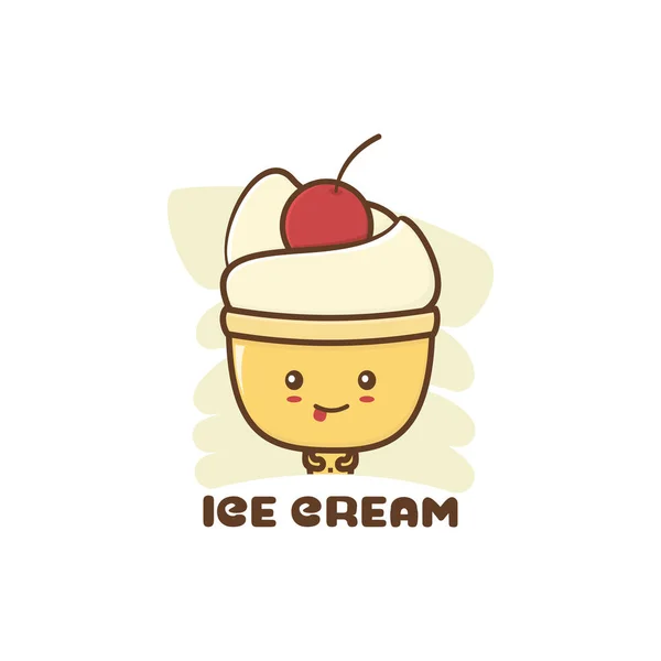 Mascot Cute Bowl Ice Cream Character Suitable Use Mascot Logos — Stock Vector