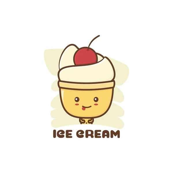 Mascota Cuenco Lindo Personaje Helado Adecuado Para Uso Como Logotipos — Archivo Imágenes Vectoriales