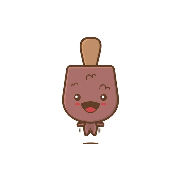 Illustration Vectorielle Personnage Dessin Animé Crème Glacée Chocolat Mignon — Image vectorielle