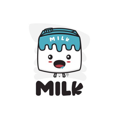 Şirin süt karakteri maskot şablonu. Çizimler, logolar, çıkartmalar, posterler vs. için uygun.