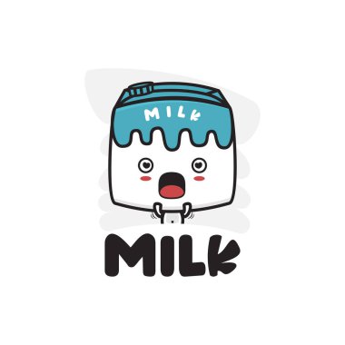Şirin süt karakteri maskot şablonu. Çizimler, logolar, çıkartmalar, posterler vs. için uygun.