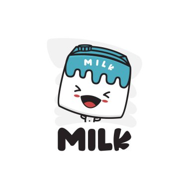 Şirin süt karakteri maskot şablonu. Çizimler, logolar, çıkartmalar, posterler vs. için uygun.