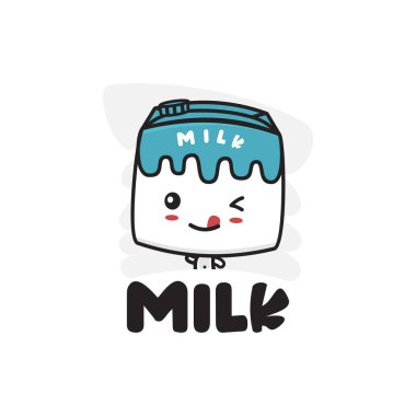 Şirin süt karakteri maskot şablonu. Çizimler, logolar, çıkartmalar, posterler vs. için uygun.