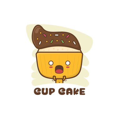 Cupcake çizgi film karakteri maskotu şablonu