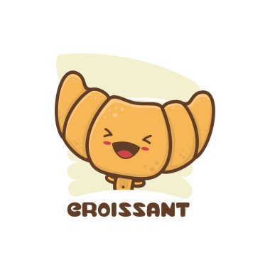 Şirin maskotlu kruvasan ekmeği ambalaj logosu, fırın ürünü markaları, menü gösterimleri vb..