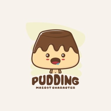Tatlı maskot pudingi. Logo ambalajı, gıda ürünleri markaları, menü görüntüsü vs. için uygun.
