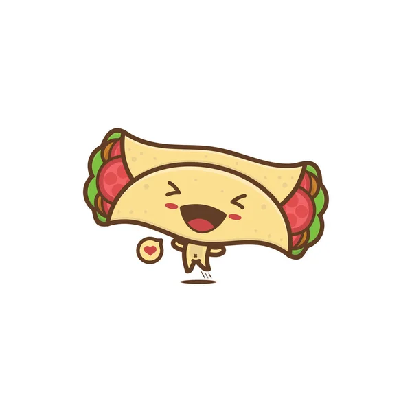 Linda Mascota Kebab Ilustración Alimentos Dibujos Animados — Vector de stock