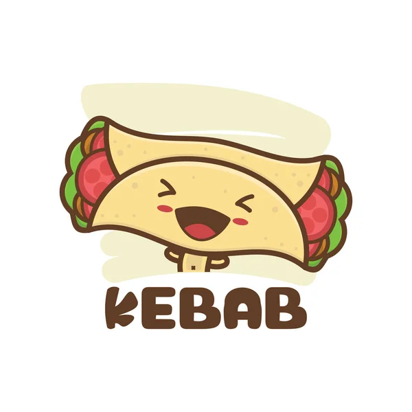 Vecteur Mignon Mascotte Kebab Convient Pour Une Utilisation Comme Logo — Image vectorielle