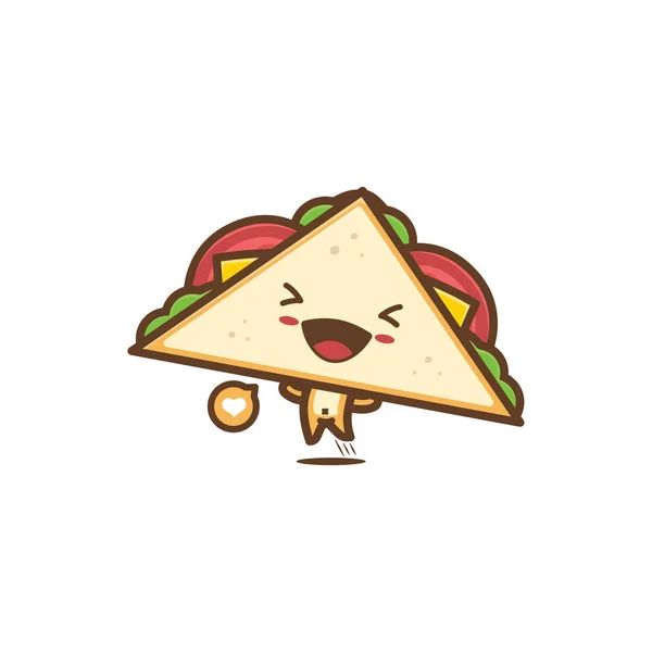 Vector Cute Triangle Sandwich Character — Stock Vector