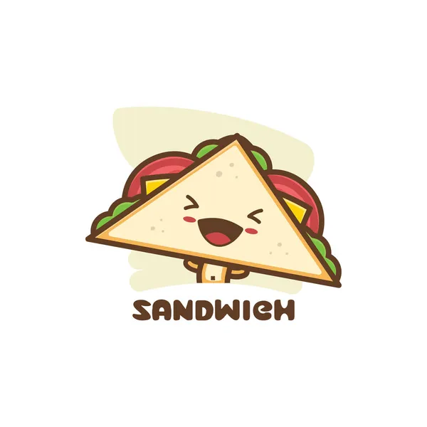 Mignon Sandwich Mascotte Approprié Pour Emballage Logo Marques Produits Boulangerie — Image vectorielle