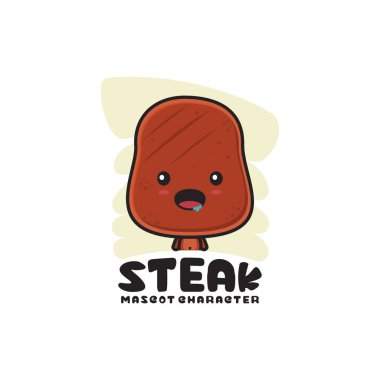 Güzel maskot bifteği dilimleri. Logo ambalajı, gıda ürünleri markaları, menü görüntüsü vs. için uygun.