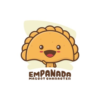Şirin maskot börekleri. Latin Amerika 'dan gelen yiyeceklerin vektör çizimi. Logo ambalajı, gıda ürünleri markaları, menü görüntüsü vs. için uygun.