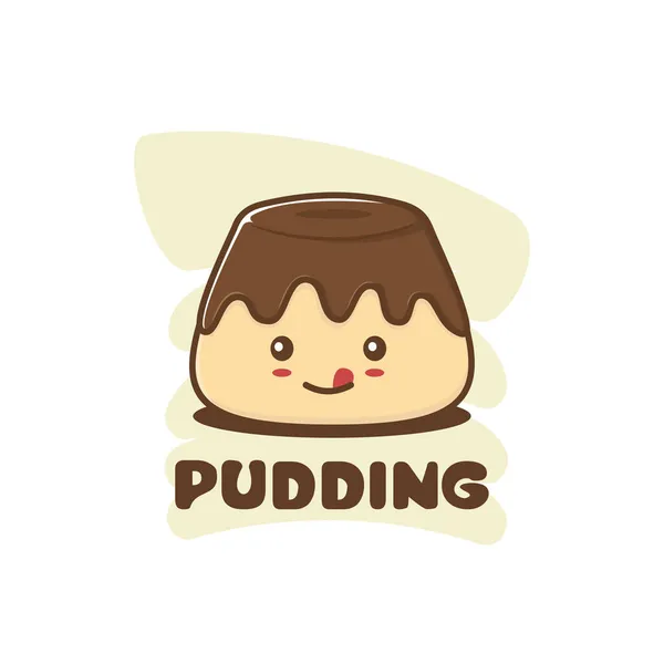 Cute Pudding Mascot Character Cartoon Vector Isolated White Background — Stock Vector