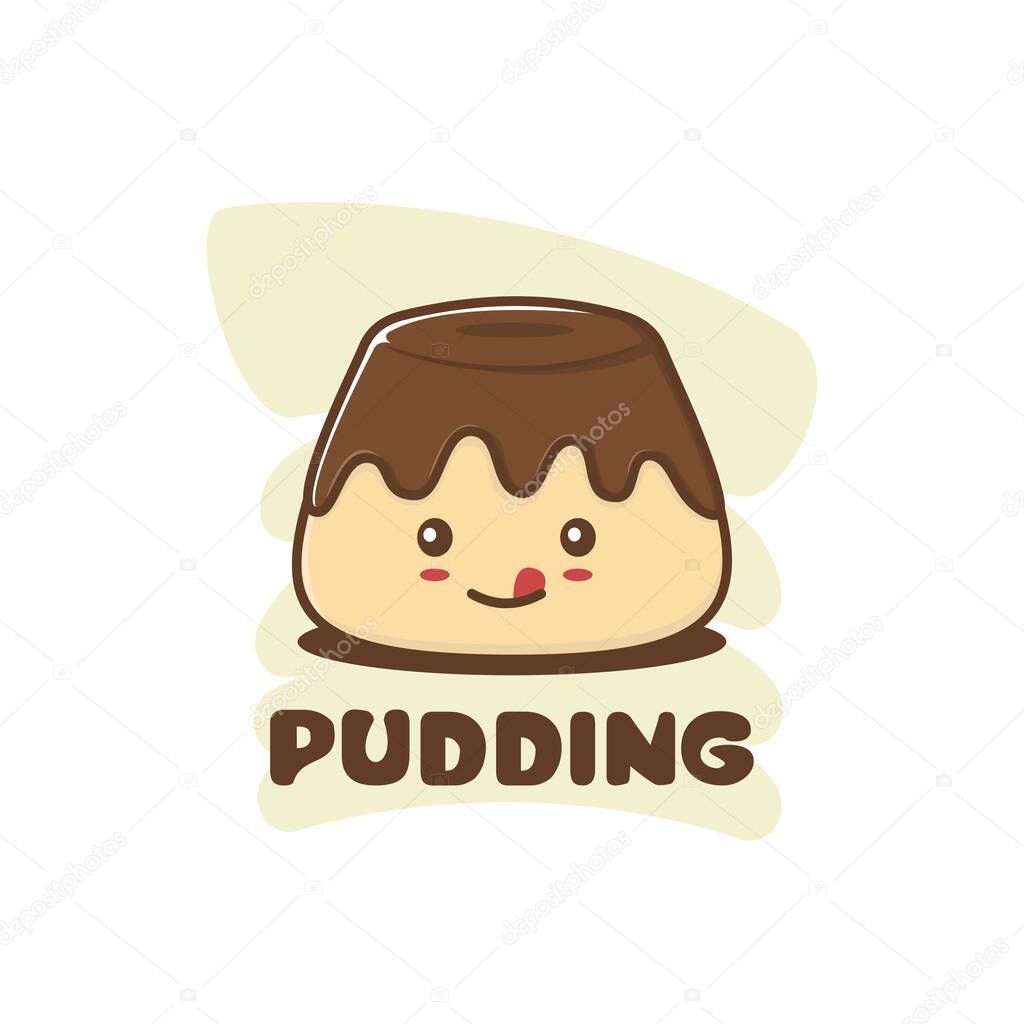Cute pudding mascot character. cartoon vector isolated on white background