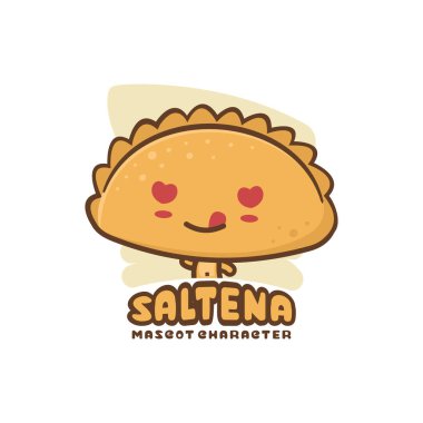 Tatlı tuzlu kek maskotu. Logo, etiket, kart ve menü görüntüsü olarak kullanılabilir.