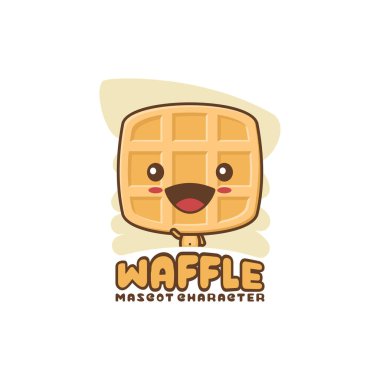 Waffle maskotu. Logo, etiket, kart ve menü görüntüsü olarak kullanılabilir.
