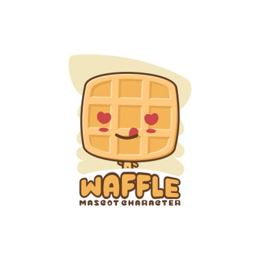 Waffle maskotu. Logo, etiket, kart ve menü görüntüsü olarak kullanılabilir.