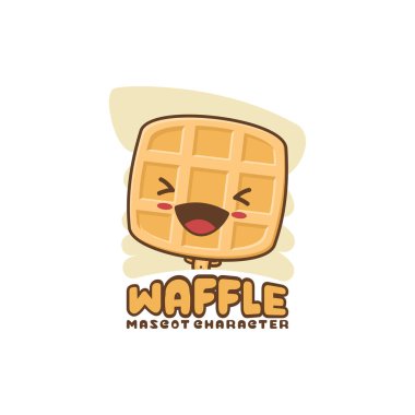 Waffle maskotu. Logo, etiket, kart ve menü görüntüsü olarak kullanılabilir.