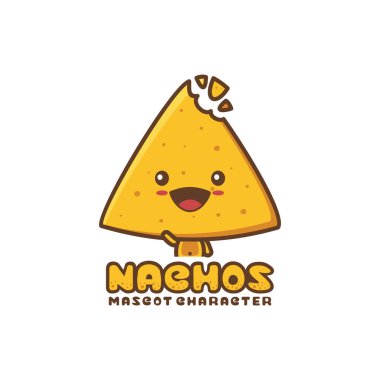 Nachos maskot şablonu. Logo, etiket, kart ve menü görüntüsü olarak kullanılabilir.