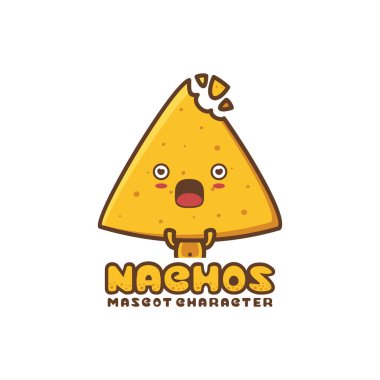 Nachos maskot şablonu. Logo, etiket, kart ve menü görüntüsü olarak kullanılabilir.