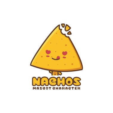 Nachos maskot şablonu. Logo, etiket, kart ve menü görüntüsü olarak kullanılabilir.