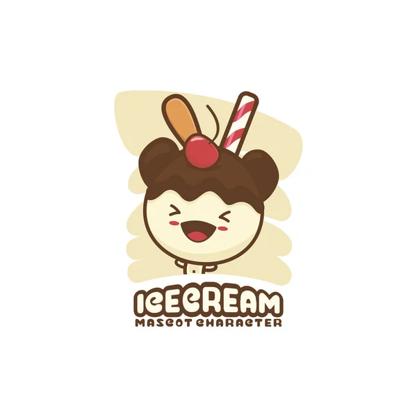 Cute Ice Cream Ball Mascot Suitable Use Logos Stickers Cards — Stock Vector