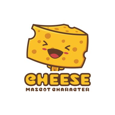 Peynir maskotu şablonu. Logo, etiket, kart ve menü görüntüsü olarak kullanılabilir.