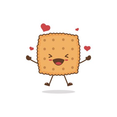 Mutlu bisküviler. beyaz arkaplanda izole edilmiş karikatür çizimi