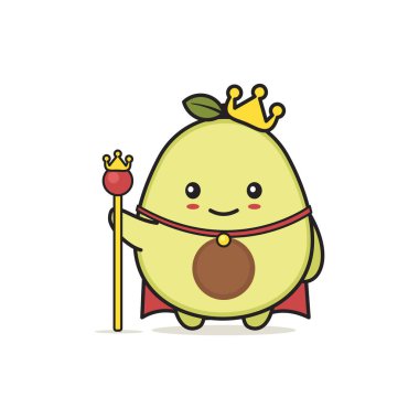 Tatlı avokado karakterleri. Meyve kralını simgeliyor.