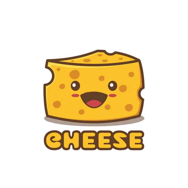 可爱的奶酪 在白色背景上孤立的矢量卡通画 — 图库矢量图片
