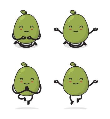 Guava karakterleri. Meditasyon pozuyla.