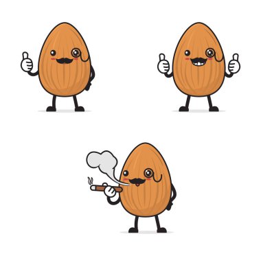 Bay Badem. Beyaz arka planda izole edilmiş yerfıstığı çizimi