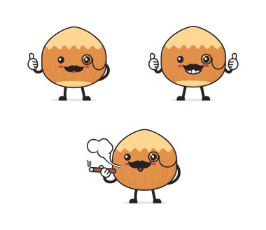 Mr. hazelnuts. bean cartoon illustration isolated on a white background