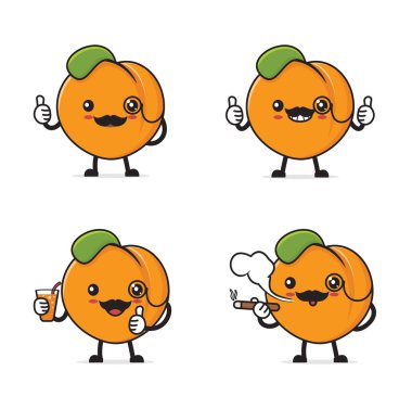 Mr peach. fruit cartoon illustration isolated on a white background