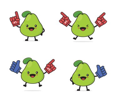 pear cartoon. and foamy fingers, isolated on a white background