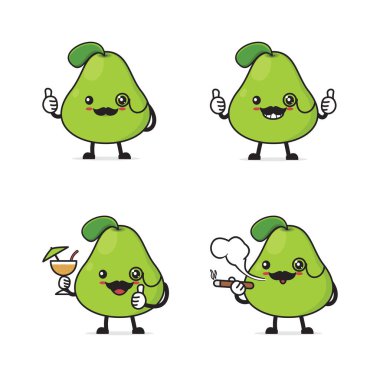 Mr. pear. fruit cartoon illustration isolated on white background