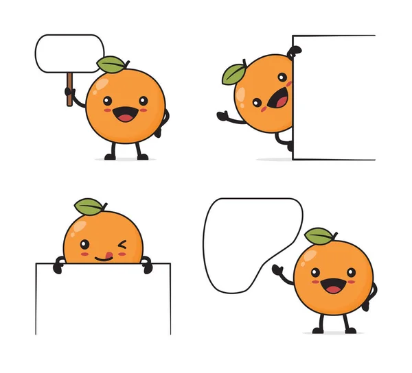 Orange Fruit Cartoon Blank Board Isolated White Background — стоковый вектор