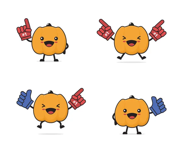 Pumpkin Cartoon Foaming Fingers Number One Best Fruit Concept — Image vectorielle