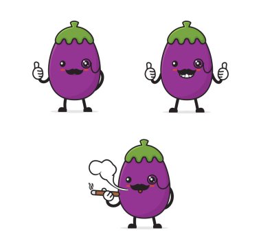 Mr. eggplant. fruit cartoon illustration isolated on white background