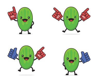 cucumber cartoon. and foamy fingers, isolated on a white background