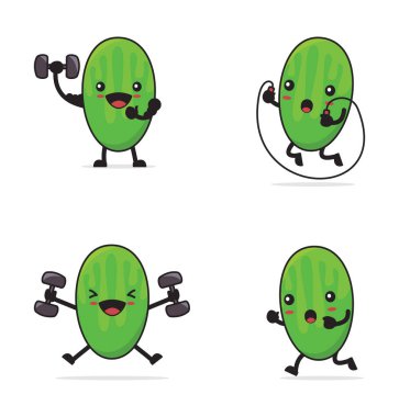 cucumber cartoon. With fitness concept isolated on white background.