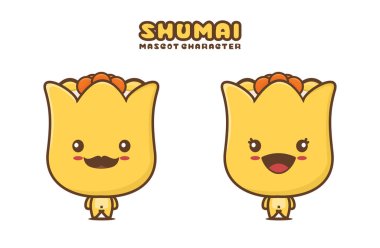 cute shumai mascot, chinese cuisine cartoon illustration, isolated on white background