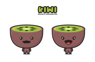 cute kiwi mascot, fresh fruit cartoon illustration, isolated on white background