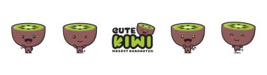 cute kiwi mascot, with different facial expressions and poses, isolated on a white background