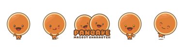 cute pancake mascot, with different facial expressions and poses, isolated on a white background