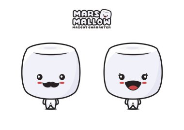 cute marshmallow mascot, cartoon illustration isolated on white background