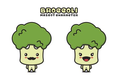 cute broccoli mascot, vegetable cartoon illustration, isolated on white background