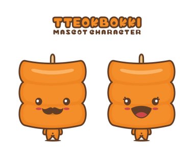 cute tteokbokki mascot, korean food cartoon illustration, isolated on white background