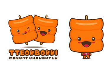 cute tteokbokki mascot, korean food cartoon illustration