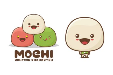 cute mochi mascot, food cartoon illustration